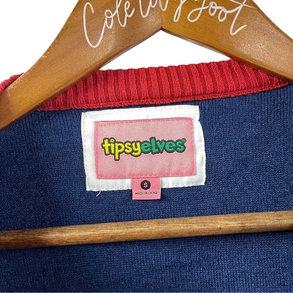 not so ugly Christmas sweater mermaid Santa tipsy elf small blue - Picture 5 of 8